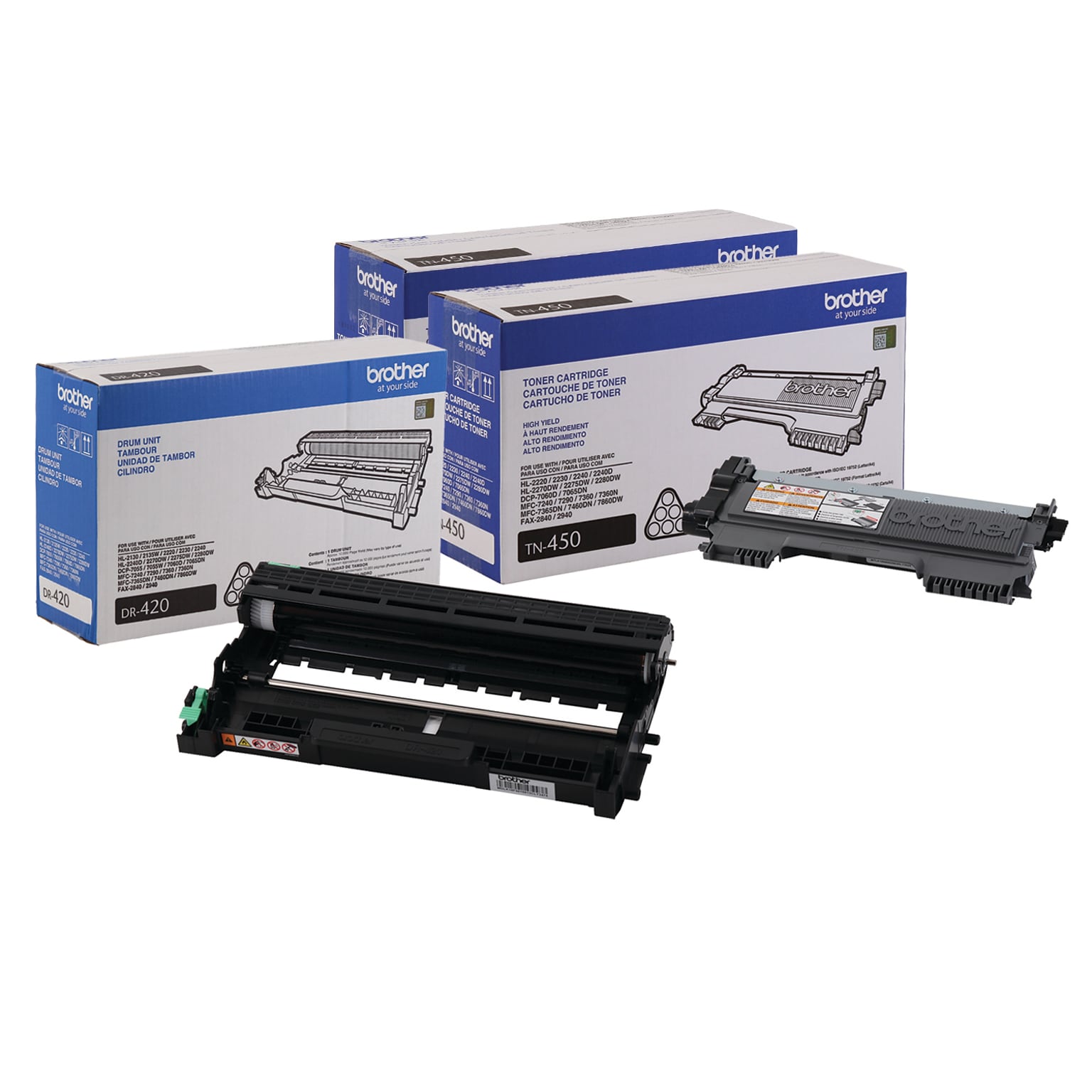 Brother Original DR420 Drum Unit and 2-Pack TN450 Black High Yield Laser Toner  Cartridge | Quill.com