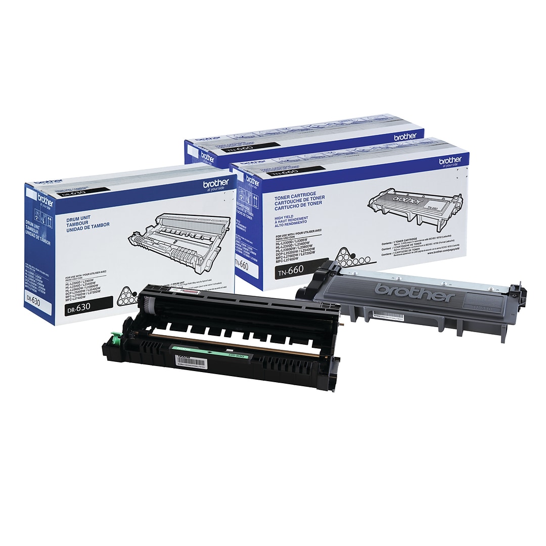 Brother Original DR630 Drum Unit and 2-Pack TN660 Black High Yield Laser  Toner Cartridge | Quill.com