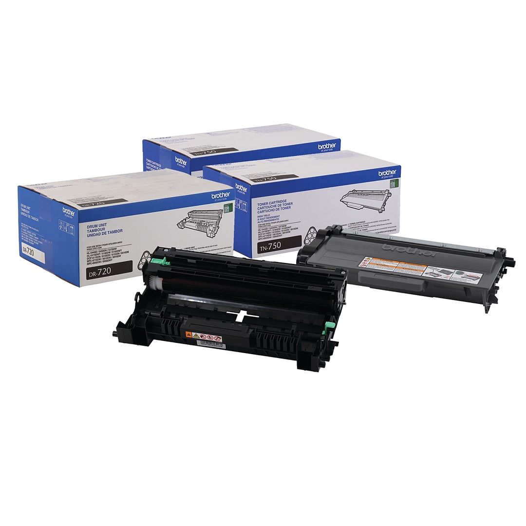 Brother Original DR720 Drum Unit and 2-Pack TN750 Black High Yield Laser  Toner Cartridge | Quill.com