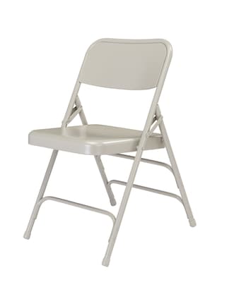 NPS #302 Premium All-Steel  Brace Double Hinge Folding Chairs, Grey/Grey - 4 Pack