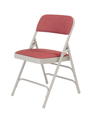 NPS #2308 Fabric Padded Triple Brace Double Hinge Premium Folding Chairs, Majestic Cabernet/Grey - 4