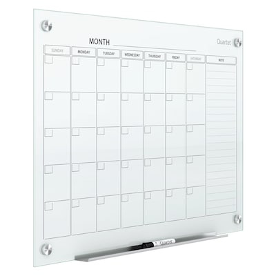 Quartet Infinity Magnetic Glass Calendar Dry-Erase Whiteboard, 4 x 3, Frameless (GC4836F)