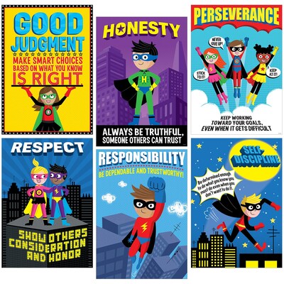 Creative Teaching Press® Superhero Character Ed Inspire U Poster Pack, 13.375 x 19, 6 Pack (CTP5649)