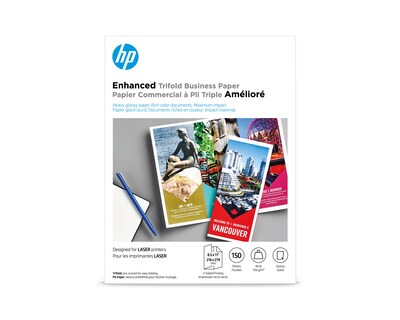 HP Enhanced Glossy Tri-Fold Business Paper, 8.5" x 11", 150 Sheet/Pack (Q6612A)