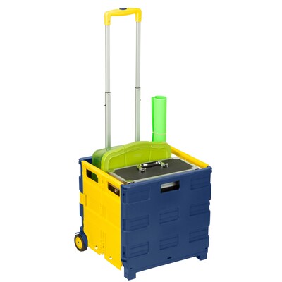 Honey Can Do foldable rolling cart, pack and roll, blue/yellow ( CRT-03622 )