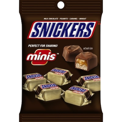 Snickers Minis Size Chocolate Candy Bars 4.4 oz Bag, 12/Pack (MMM01502)