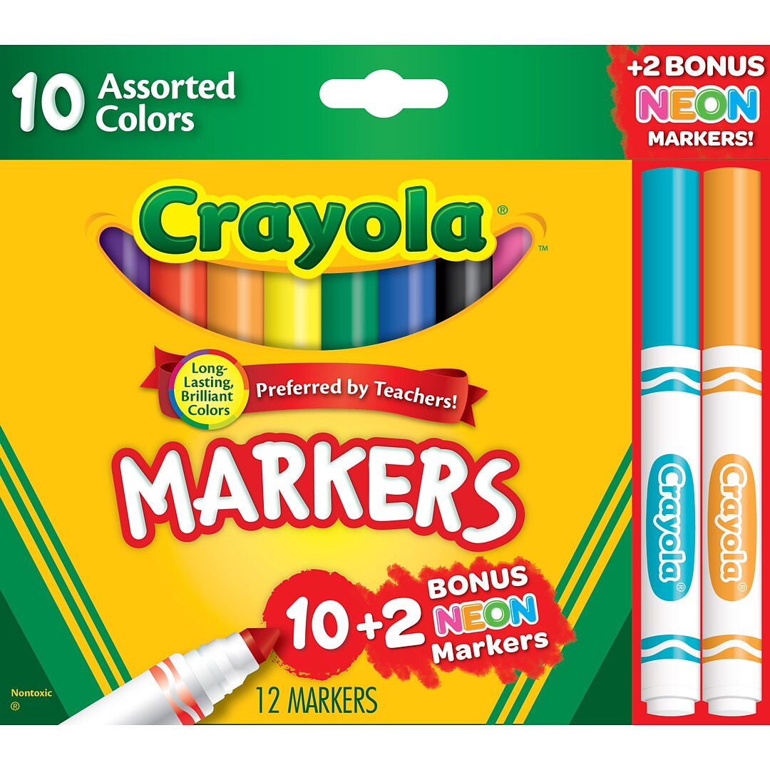 Crayola Markers, Assorted Colors, 12/Box (58-7750) | Quill.com
