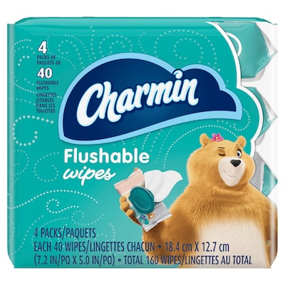 Charmin Flushable Wipes, White, 40 Sheets/Pack, Pack of 4 (79619) |  Quill.com