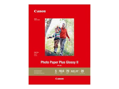 Canon Plus Glossy II Photo Paper, 8.5 x 11 (US letter), 20/Pack (1432C003)