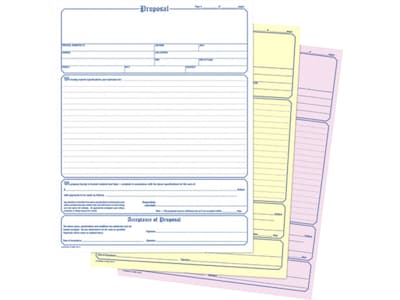 Adams 3-Part Carbonless Contractor Proposal Forms, 8.5" x 11.44", 50 Sets/Book (NC3819)