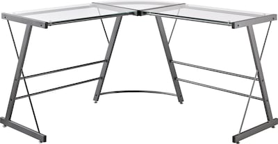 Ameriwood Odin 51W L-Shaped Desk, Clear/Gray (9393096)