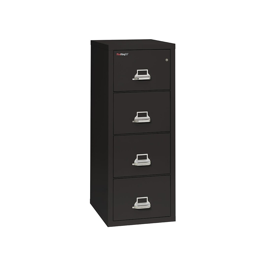 Fireking Classic 4 Drawer Vertical File Cabinet Fire Resistant Letter Black 25 4 1825 Cbl Quill Com