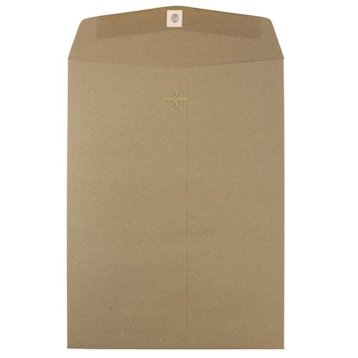 JAM Paper 9 x 12 Kraft Open End Catalog Envelopes with Clasp Closure, Brown Kraft Paper Bag, 100/Pac