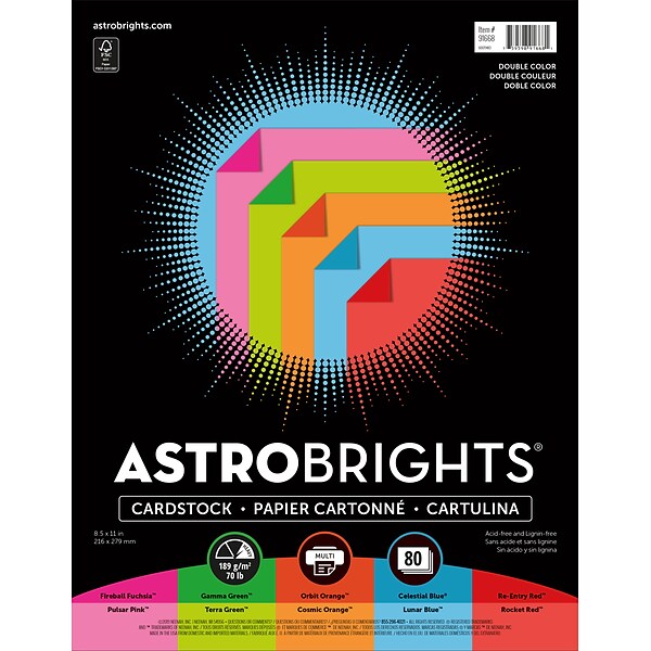 Astrobrights Double-color Cardstock Paper 70 lbs. 8.5 x 11 581147