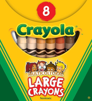 Crayola Large Multicultural Crayons, Assorted Colors, 8/Box (52-080W)