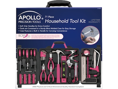 Apollo Tools Household Tool Kit Pink, 71 Pieces (DT0204P)