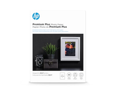 HP Premium Plus Glossy Photo Paper, 5 x 7, 60 Sheet/Pack (CR669A)
