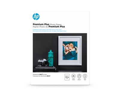 HP Premium Plus Photo Paper, Glossy, 8.5 x 11, 25 Sheets/Pack (CR670A)
