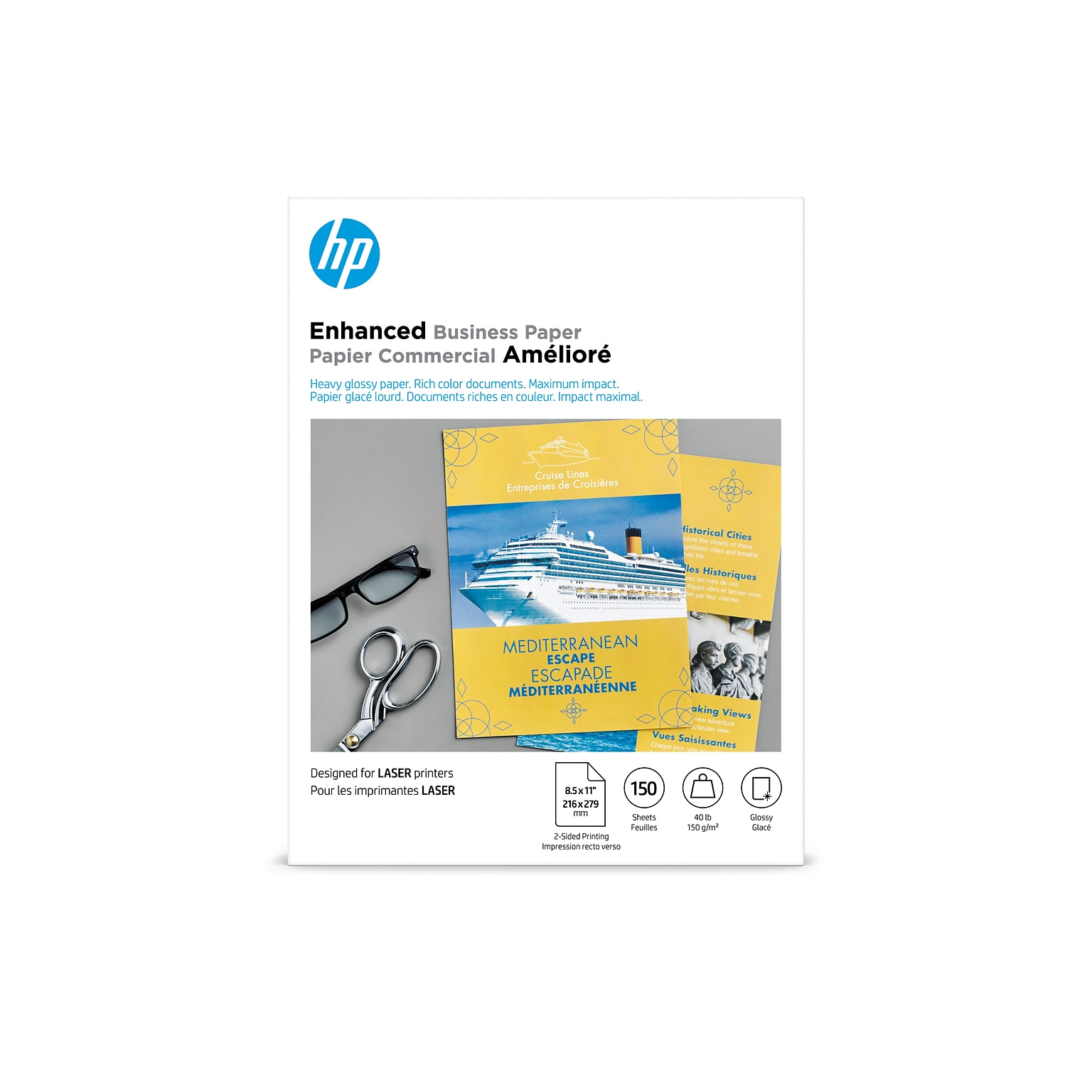 HP Enhanced Business Glossy Brochure Paper, 8.5" 11", 150 Sheets/Pack | Quill.com