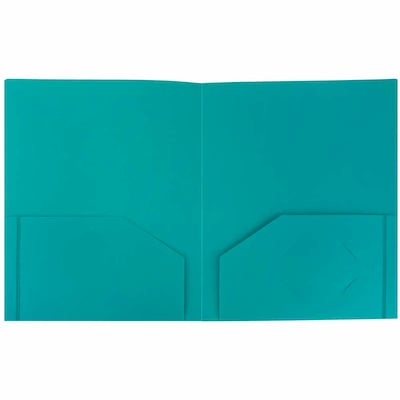 JAM Paper Heavy Duty 2-Pocket Folder, Teal Blue, 6/Pack (383hted)