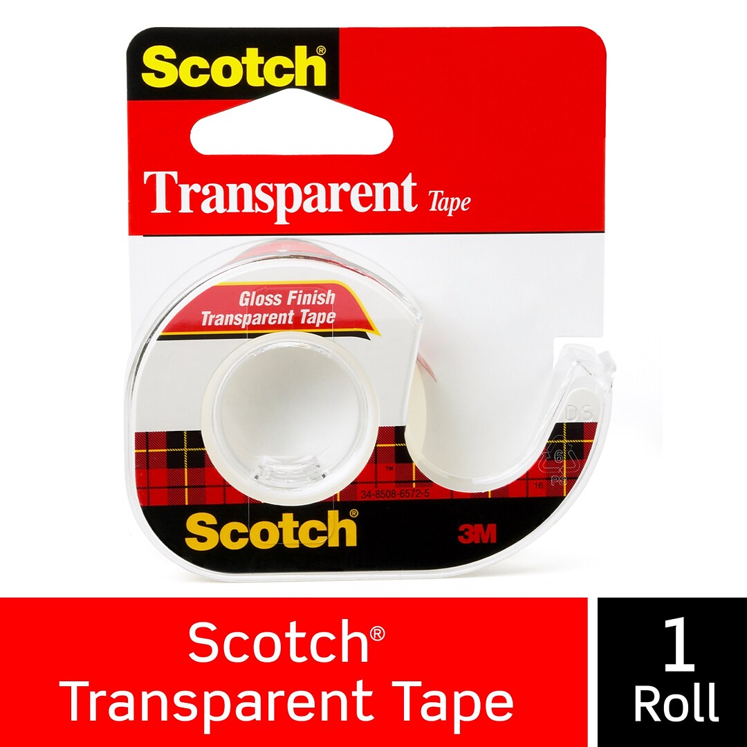 Scotch® Transparent Tape, w/Built in Refillable Dispenser, Crystal Clear  Finish, Glossy, 1/2" x 12.5 | Quill.com