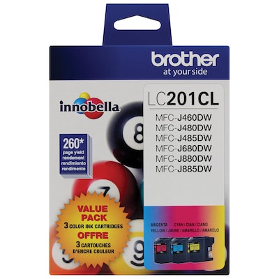 Brother LC2013PKS Cyan/Magenta/Yellow Standard Yield Ink Cartridge, 3/Pack