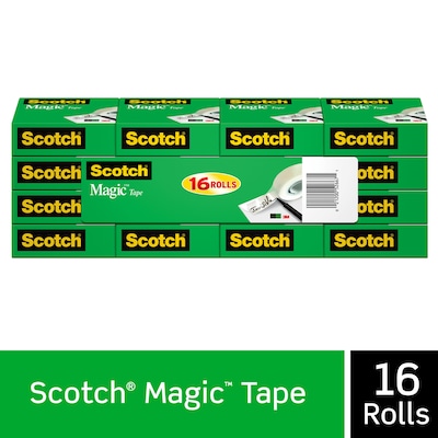 Scotch Magic Tape, Invisible, 3/4 in x 1000 in, 16 Tape Rolls, Clear, Refill, Home Office and Back t