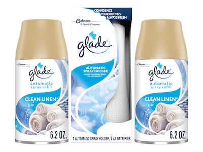 Glade Automatic Spray Air Freshener Combo Set, Clean Linen, 6.2 oz., 3/Pack (313806)
