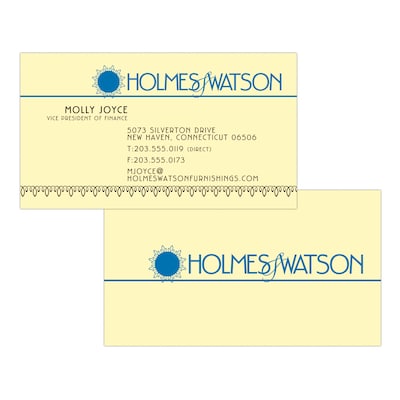 Custom 1-2 Color Business Cards, CLASSIC CREST® Baronial Ivory 80#, Flat Print, 2 Standard Inks, 2-S