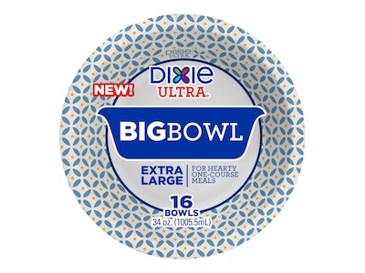 Dixie Ultra Big Bowl Paper Standard, 34 Oz., Multicolor, 16/Pack (16223/01C)