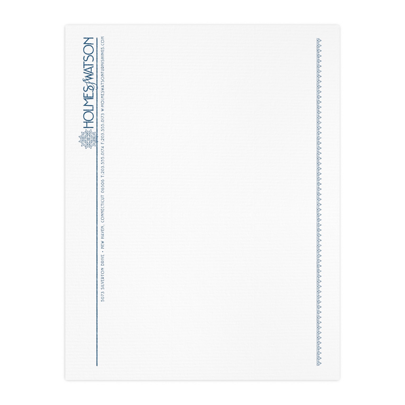 Custom 1 & 2 Color Letterhead, 8.5 x 11, CLASSIC® Laid Solar White 24# Stock, 1 Custom Ink, Raised Print