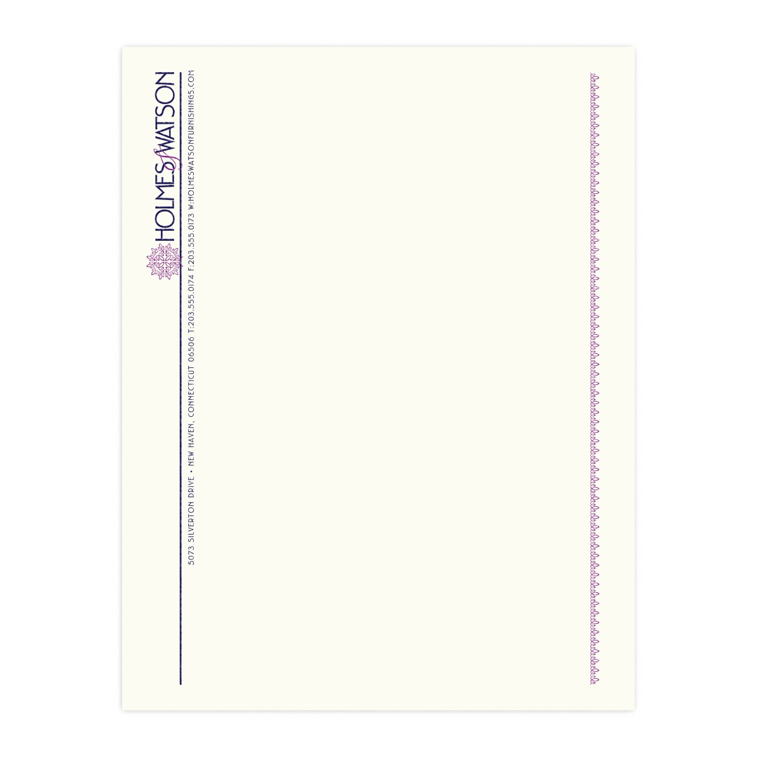 Custom 1 & 2 Color Letterhead, 8.5 x 11, CLASSIC CREST® Natural White 24# Stock, 2 Custom Inks, Raised Print