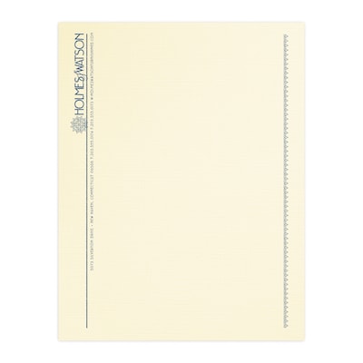 Custom 1 & 2 Color Letterhead, 8.5 x 11, CLASSIC® Linen Baronial Ivory 24# Stock, 1 Custom Ink, Ra