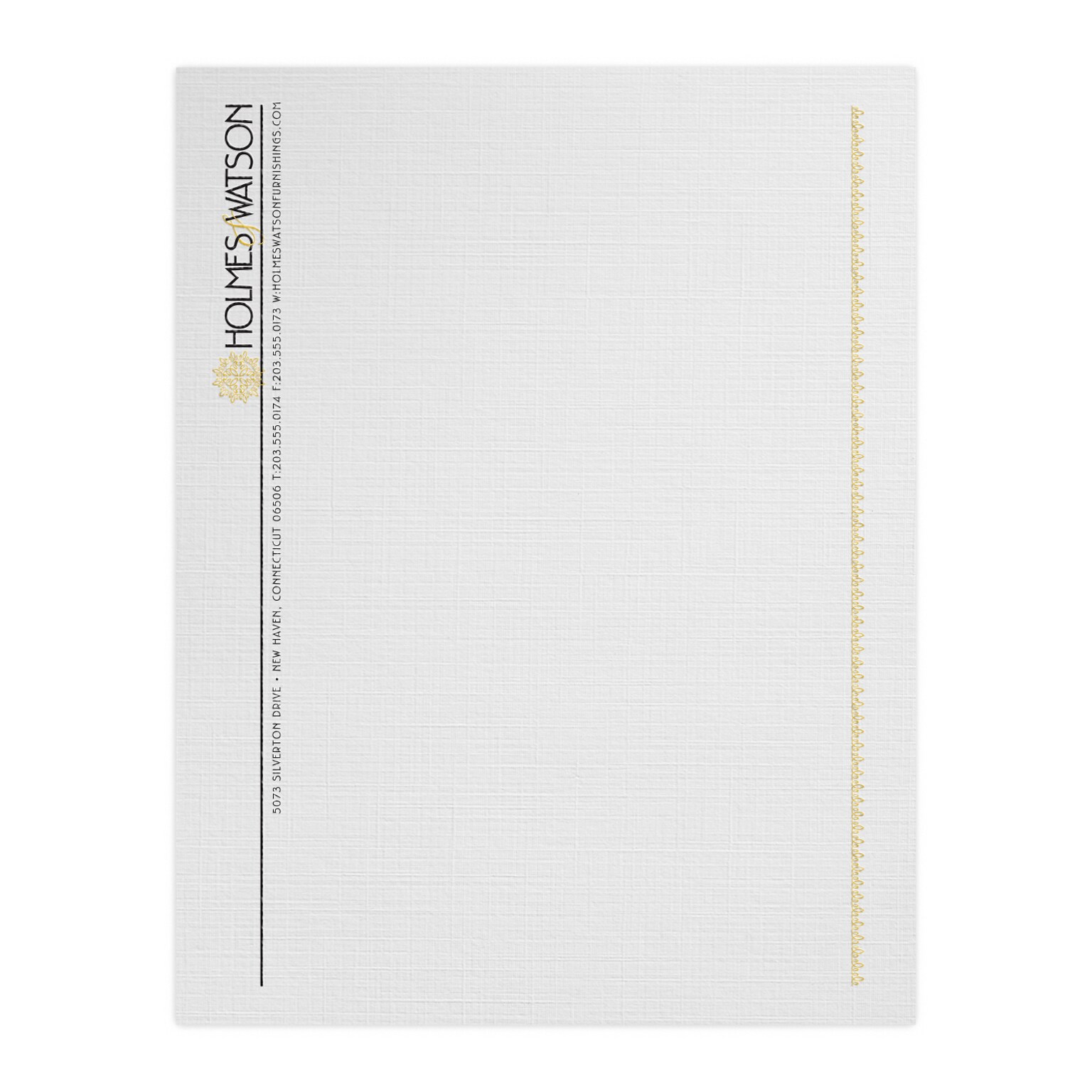 Custom 1 & 2 Color Letterhead, 8.5 x 11, CLASSIC® Linen Antique Gray 24# Stock, 1 Standard and 1 Custom Inks, Raised Print