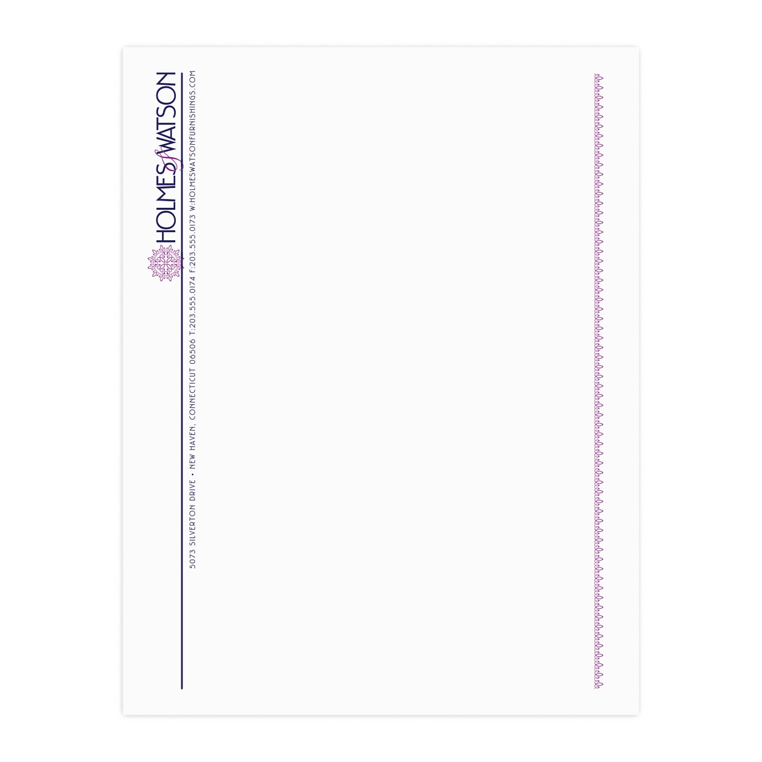 Custom 1 & 2 Color Letterhead, 8.5 x 11, Economy White Smooth 24# Stock, 2 Custom Inks, Flat Print