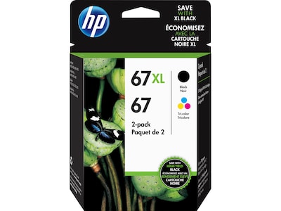 HP 67XL/67 Black High Yield and Tri-Color Standard Yield Ink Cartridge,  2/Pack (3YP30AN#140) | Quill.com