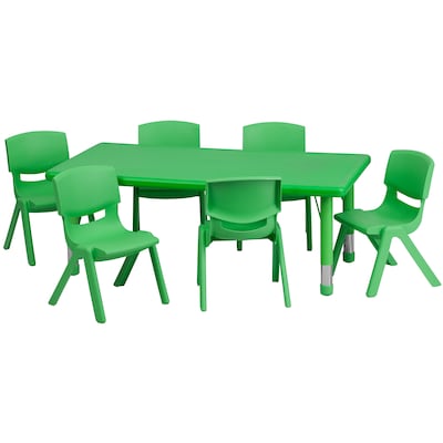 Flash Furniture Emmy Rectangular Activity Table Set, 24 x 48, Height Adjustable, Green (YCX13RECTB
