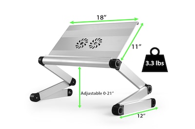 Uncaged Ergonomics WorkEZ Executive with 2 Cooling Fans + 3 USB Ports, Silver (WEEFHs)