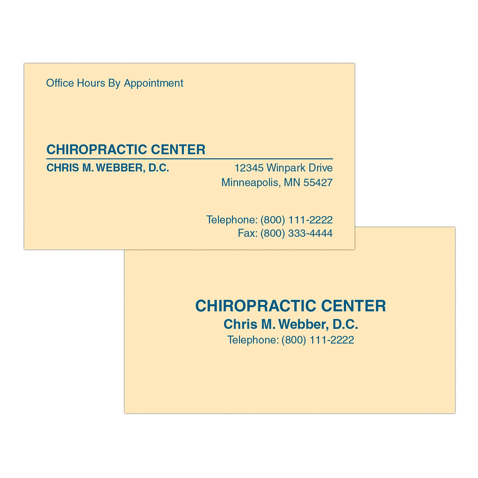 Custom 1-2 Color Appointment Cards, Ivory Index 110# Cover Stock, Flat Print, 1 Custom Ink, 2-Sided, 250/Pk