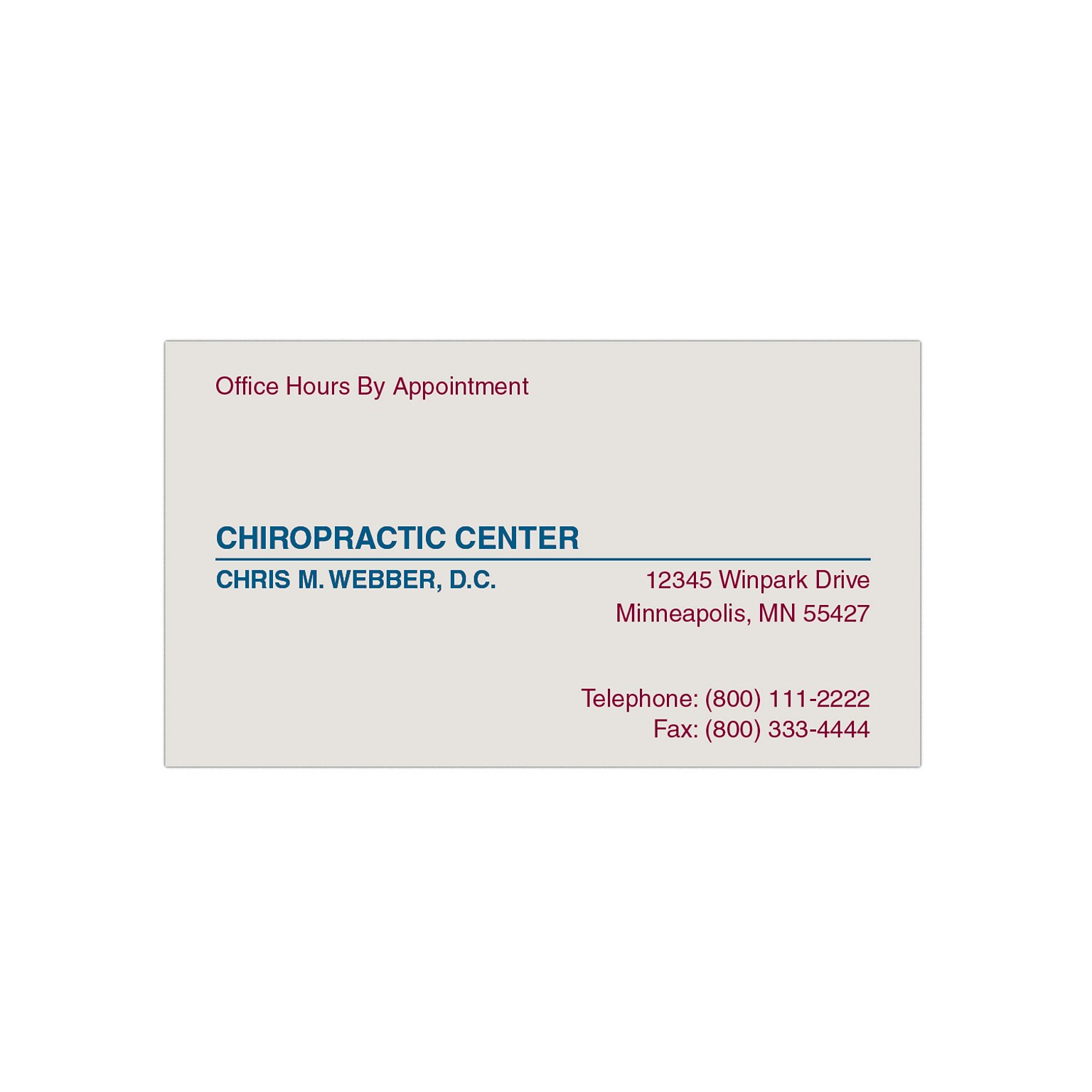 Custom 1-2 Color Appointment Cards, Gray Index 110#, Flat Print, 2 Custom Inks, 1-Sided, 250/Pk