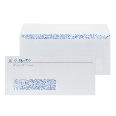 Custom #10 Peel and Seal Window Envelopes with Security Tint, 4 1/4 x 9 1/2, 24# White Wove, 2 Sta