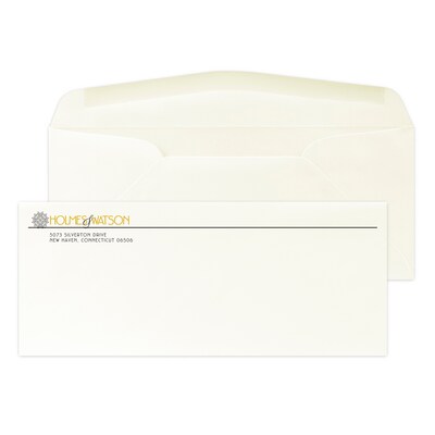 Custom #10 Stationery Envelopes, 4 1/4x9 1/2, 80# CLASSIC® CREST Natural White Text, 1 Std and 1 C