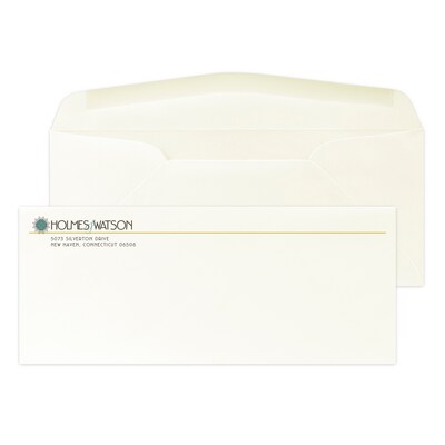 Custom Full Color #10 Stationery Envelopes, 4 1/4 x 9 1/2, 80# CLASSIC® CREST Natural White Text,