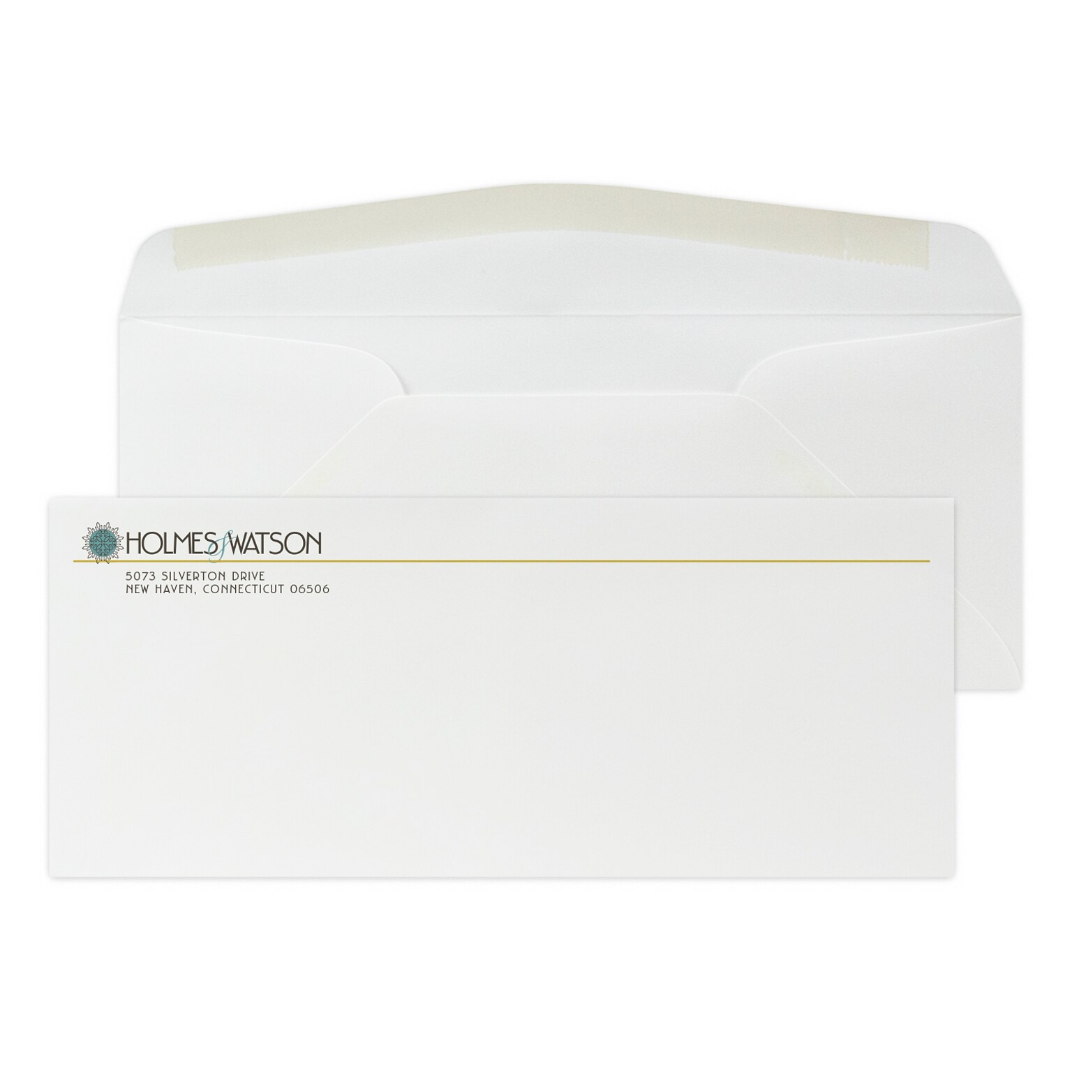 Custom Full Color #10 Stationery Envelopes, 4 1/4 x 9 1/2, 24# Strathmore Writing Ultimate White Wove, Flat Ink, 250 / Pack