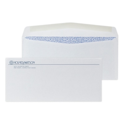 Custom #10 Standard Envelopes with Security Tint, 4 1/4 x 9 1/2, 24# White Wove, 1 Custom Ink, 250