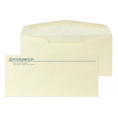 Custom #10 Stationery Envelopes, 4 1/4 x 9 1/2, 24# CLASSIC® LINEN Baronial Ivory, 1 Custom Flat I