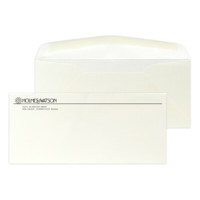 Custom #10 Stationery Envelopes, 4 1/4 x 9 1/2, 24# CLASSIC® LINEN Natural White, 1 Standard Flat