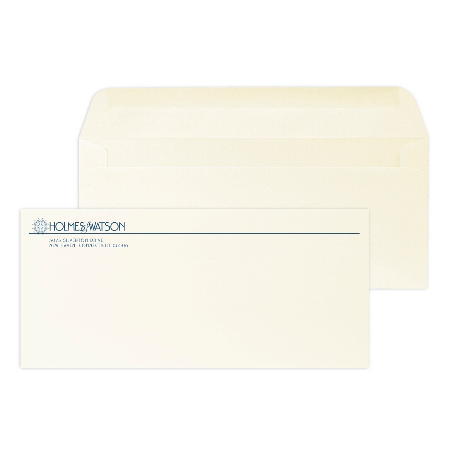 Custom #10 Stationery Envelopes, 4 1/4 x 9 1/2, 24# Warm White Linen, 1 Custom Flat Ink, 250 / Pack