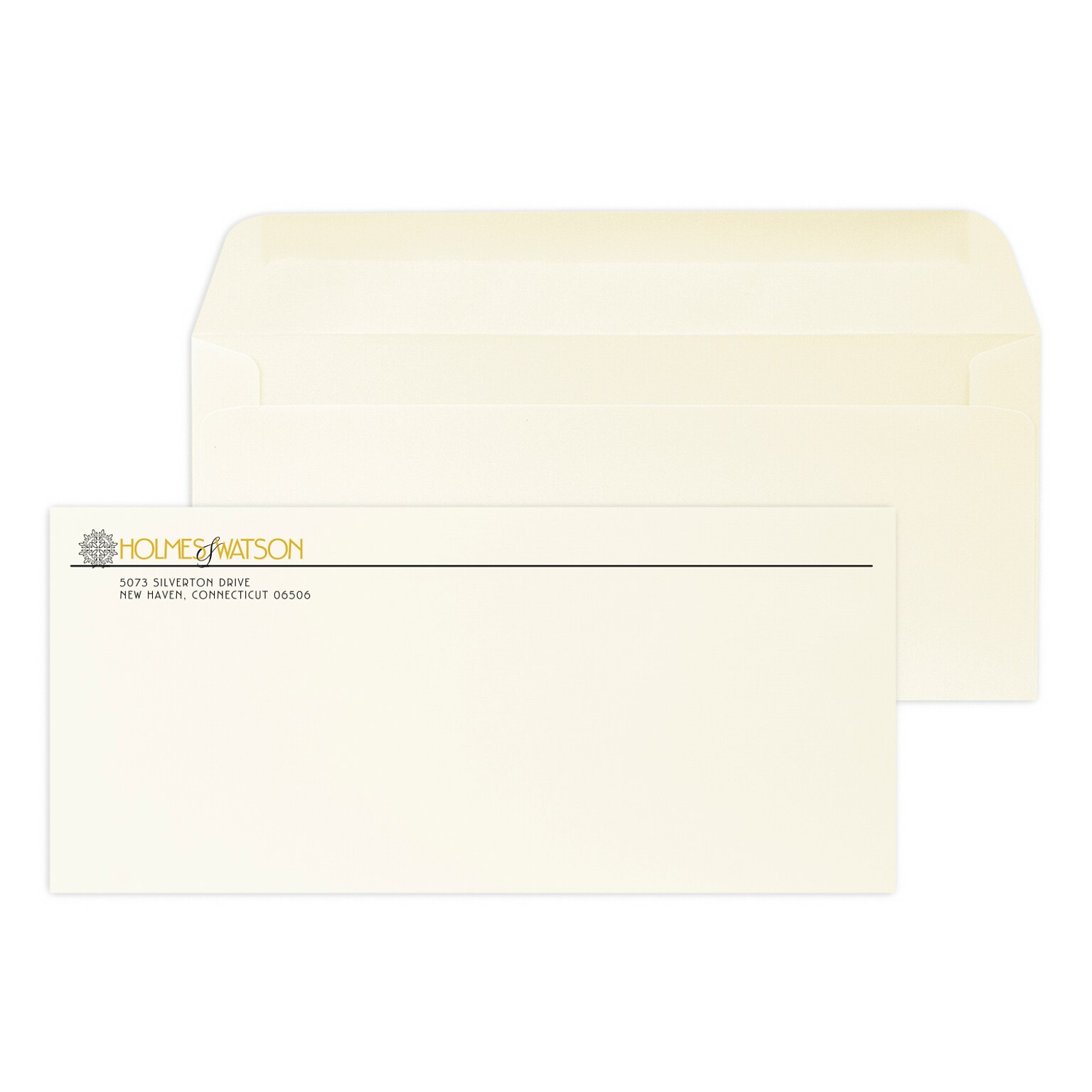 Custom #10 Stationery Envelopes, 4 1/4 x 9 1/2, 24# Warm White Linen, 1 Standard and 1 Custom Flat Inks, 250 / Pack