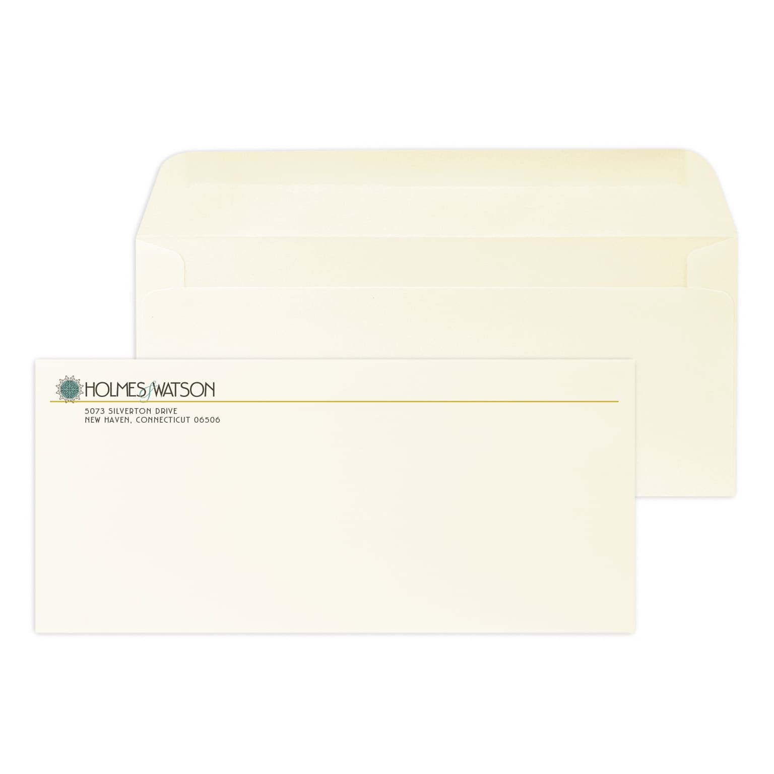 Custom Full Color #10 Stationery Envelopes, 4 1/4 x 9 1/2, 24# Warm White Linen, Flat Ink, 250 / Pack